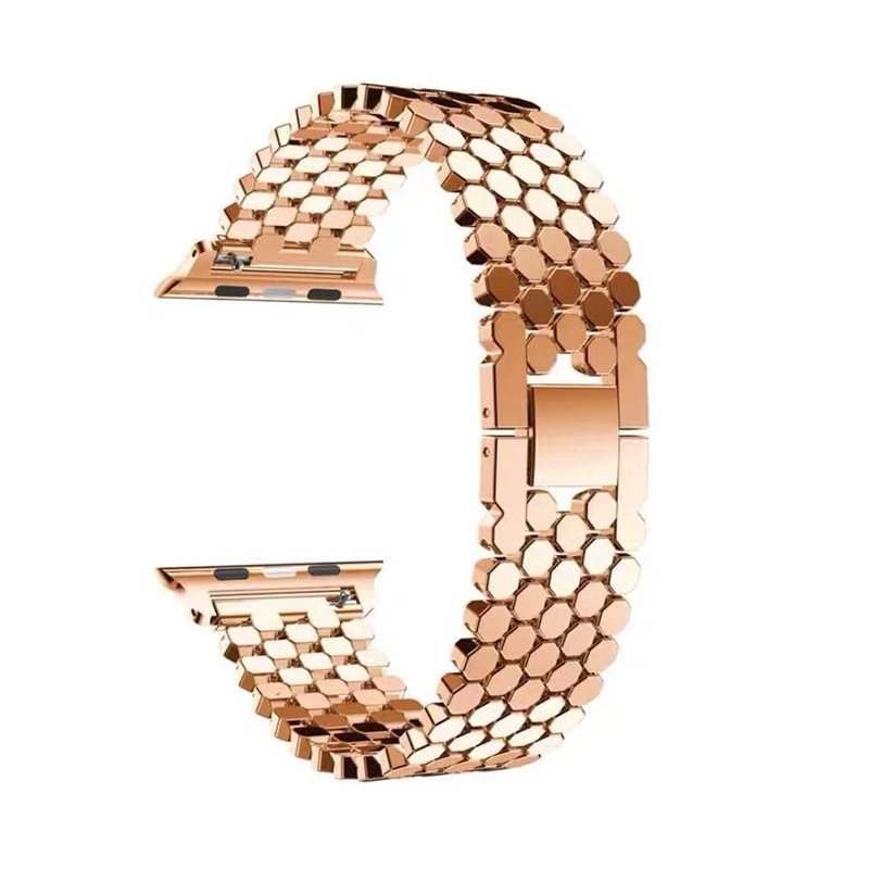Rose gold metal scalemail watch band for Apple Watch connector