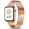 Rose gold metal band smartwatch with hexagonal link bracelet strap