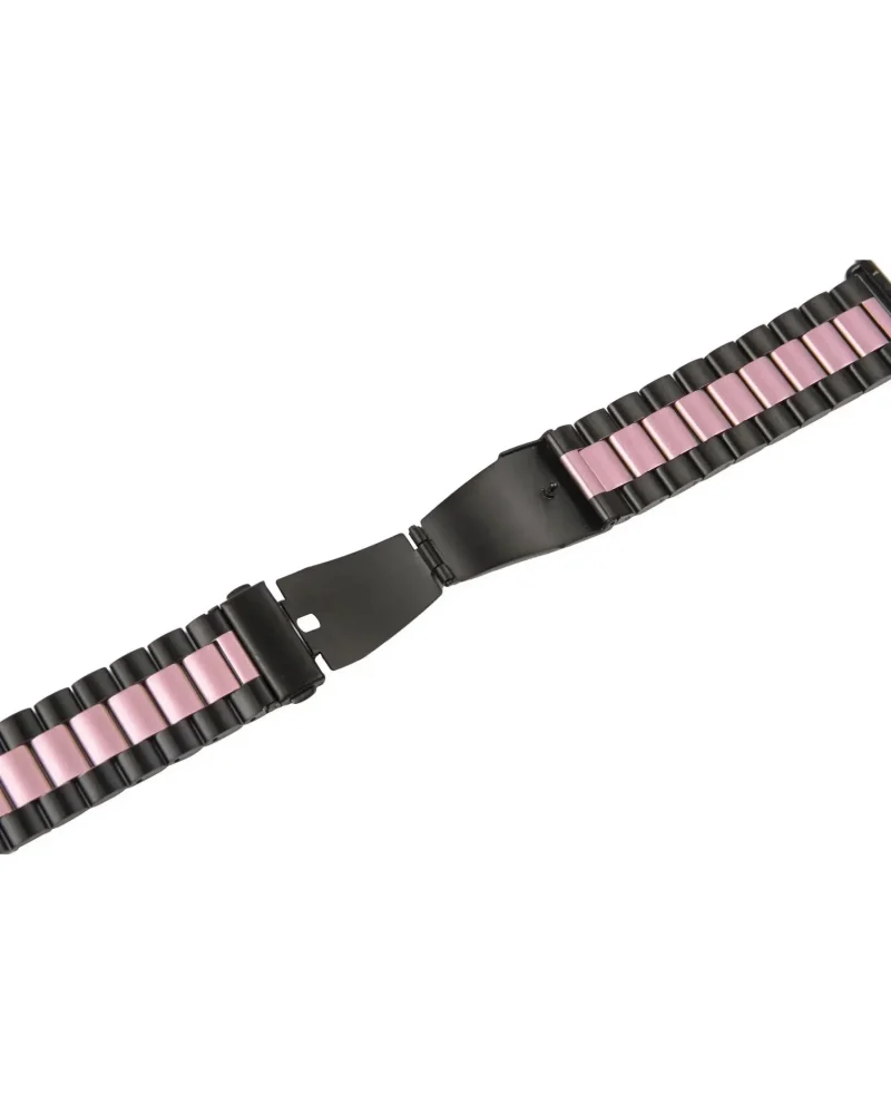 Black and rose pink stainless steel watch band with clasp