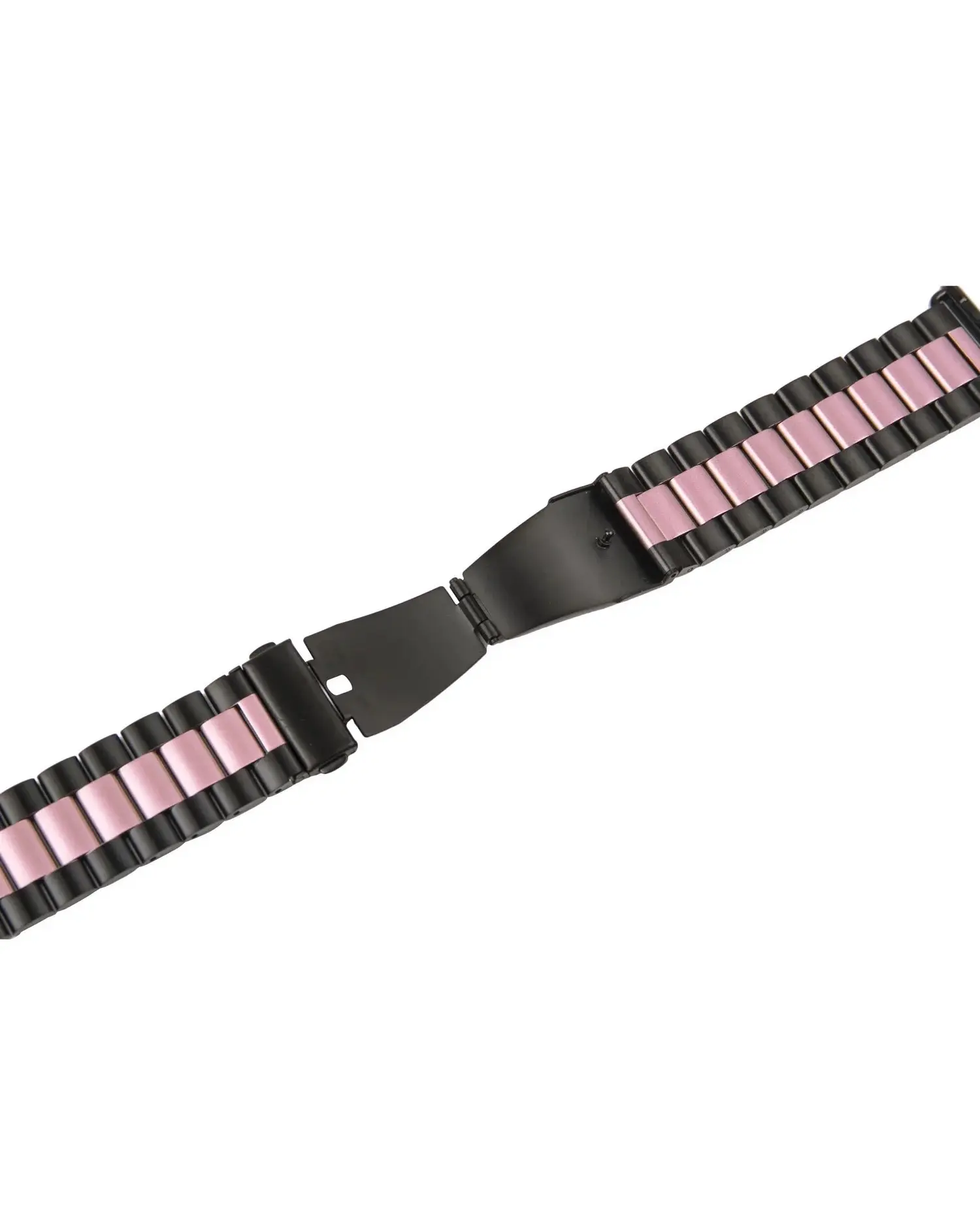 Black and rose pink stainless steel watch band with clasp