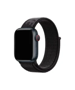 Black sport loop band for smartwatch with breathable woven nylon material