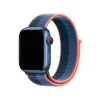 Blue smartwatch with navy and coral sport loop nylon band
