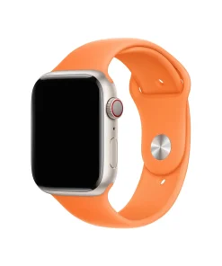 Bright orange silicone sport band for smartwatch with silver aluminum case