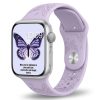 Apple Watch with purple butterfly sport band and silver aluminum case