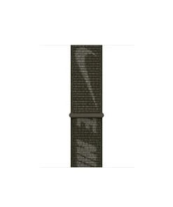 Olive green nylon sport loop watch band with metal connector hardware