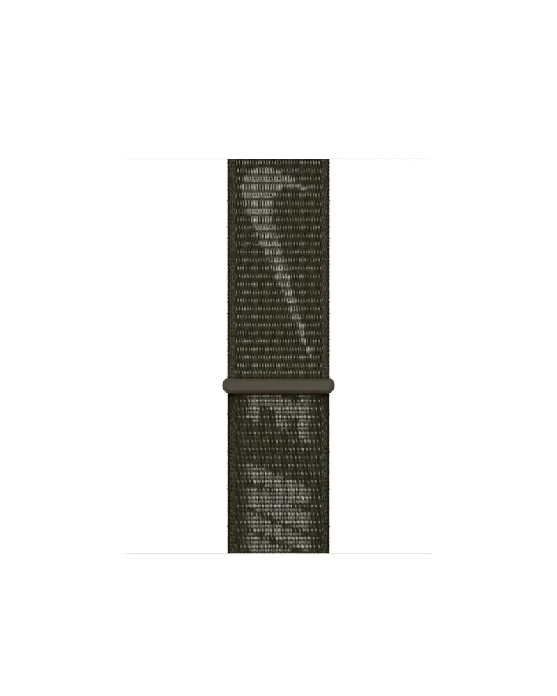 Olive green nylon sport loop watch band with metal connector hardware