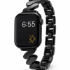 Black stainless steel smartwatch band with chunky chain link design