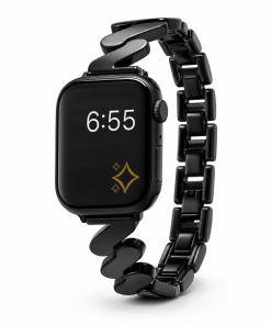 Black stainless steel smartwatch band with chunky chain link design