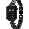 Black stainless steel smartwatch band with chunky chain link design