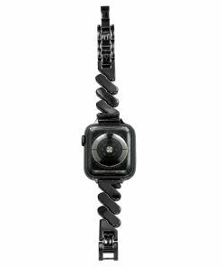 Black twisted steel band smartwatch with adjustable chain link bracelet strap