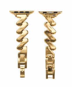 Gold stainless steel Apple Watch band with decorative zipper design
