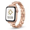 Rose gold smartwatch with chunky chain metal band and square display