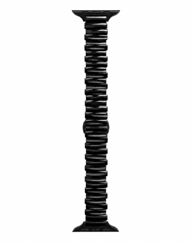 Black metal link bracelet band for Apple Watch smartwatch