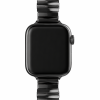 Black metal link band smartwatch strap with squared watch face