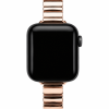 Apple Watch with rose gold metal band strap and black face