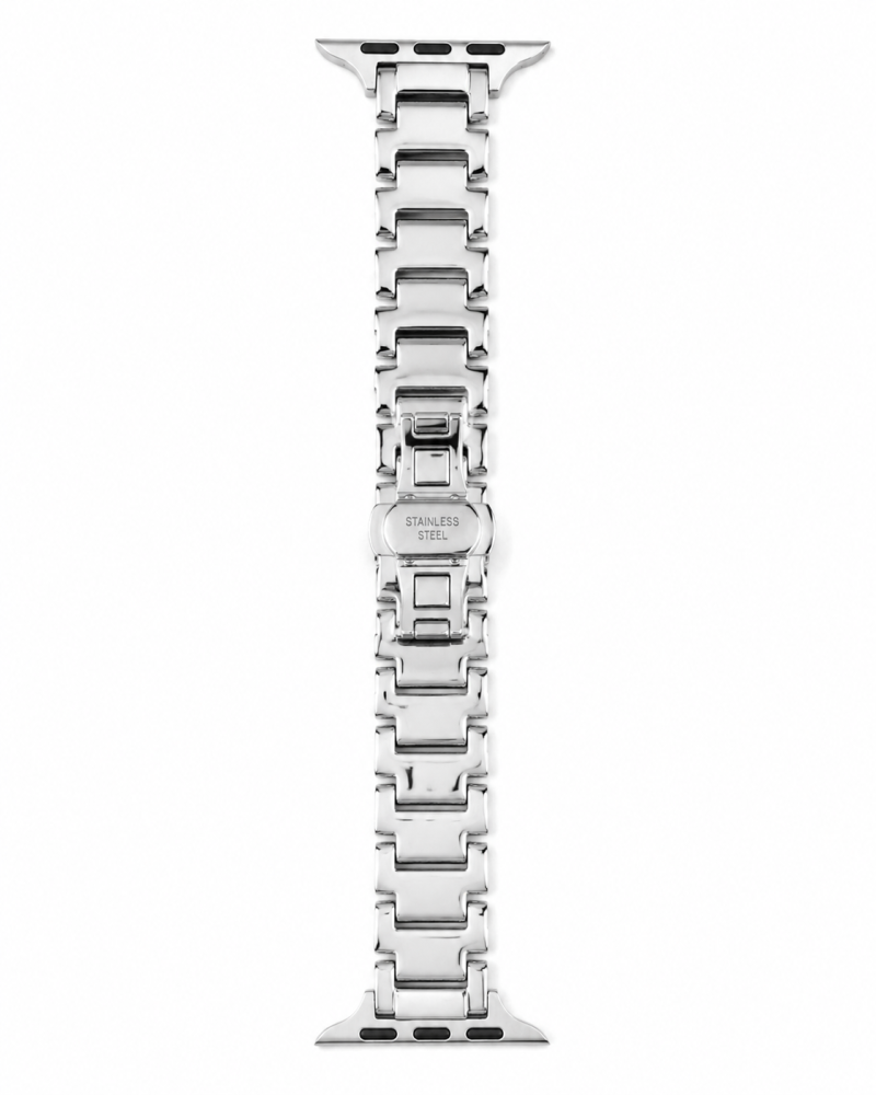Silver stainless steel metal band for Apple Watch smartwatch