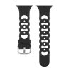 Black silicone sport watch band with perforated design and metal buckle