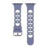 Lavender silicone Apple Watch band with perforated holes and metal buckle