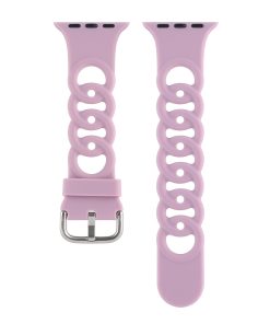 Lavender purple silicone sport watch band with breathable vents and metal buckle