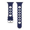 Midnight blue silicone smartwatch band with ventilation holes and metal buckle