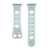 Mint green silicone sport watch band with perforated design and metal buckle