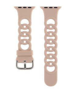 Walnut silicone sport watch band with flexible strap and metal buckle clasp