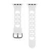 White silicone sport watch band with perforated design and metal buckle