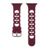 Wine red silicone smartwatch band with perforated design and metal buckle