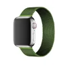 Green Milanese loop mesh smartwatch band with silver stainless steel case