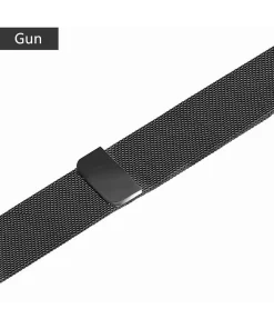 Gun metal Milanese loop watch band with magnetic closure clasp