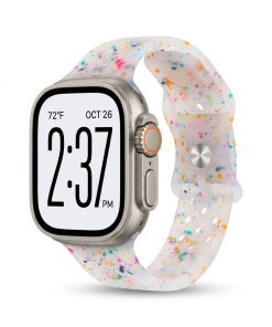 Apple Watch with transparent confetti jelly sport band and orange accent