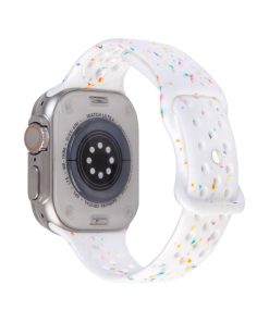 White jelly sport band for Apple Watch Ultra with colorful confetti pattern
