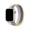 Apple Watch with lavender sport loop band, striped nylon strap design