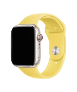 Apple Watch silver case with lemon zest yellow sport band strap