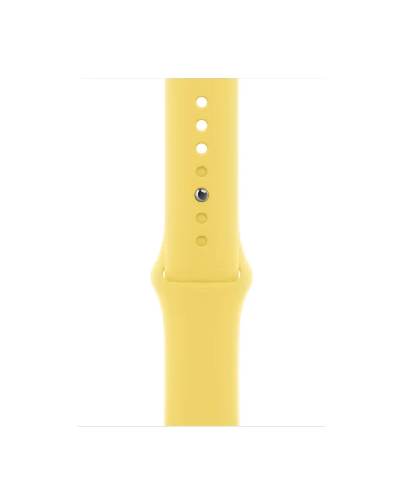 Yellow sport band for Apple Watch with silicone material and adjustable fit