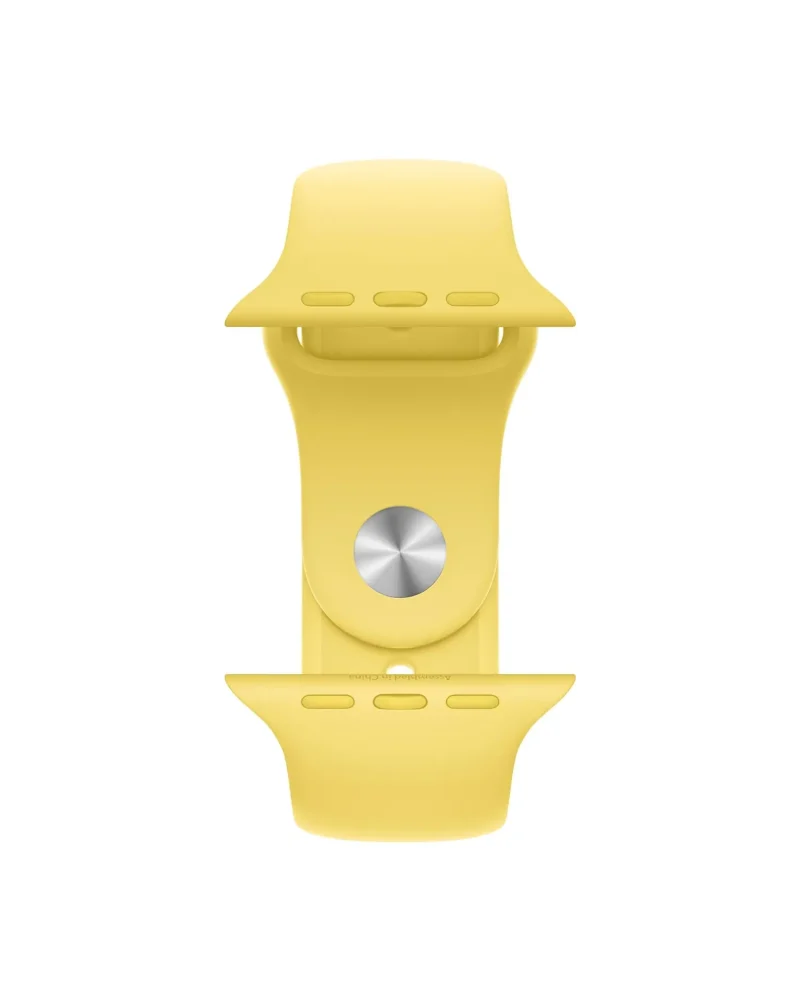 Yellow silicone sport band for Apple Watch with metal pin connector