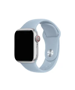 Light blue sport band for Apple Watch with silver aluminum case