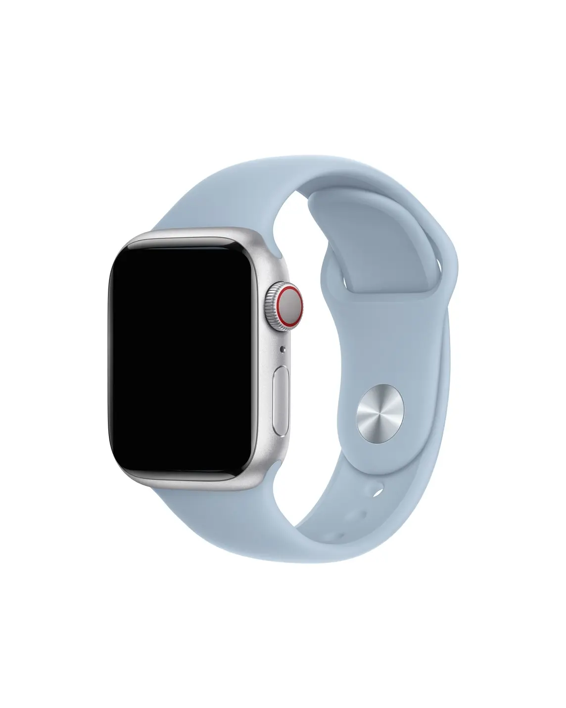Light blue sport band for Apple Watch with silver aluminum case