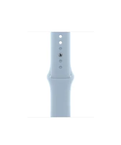 Light blue silicone sport band for Apple Watch with digital crown detail