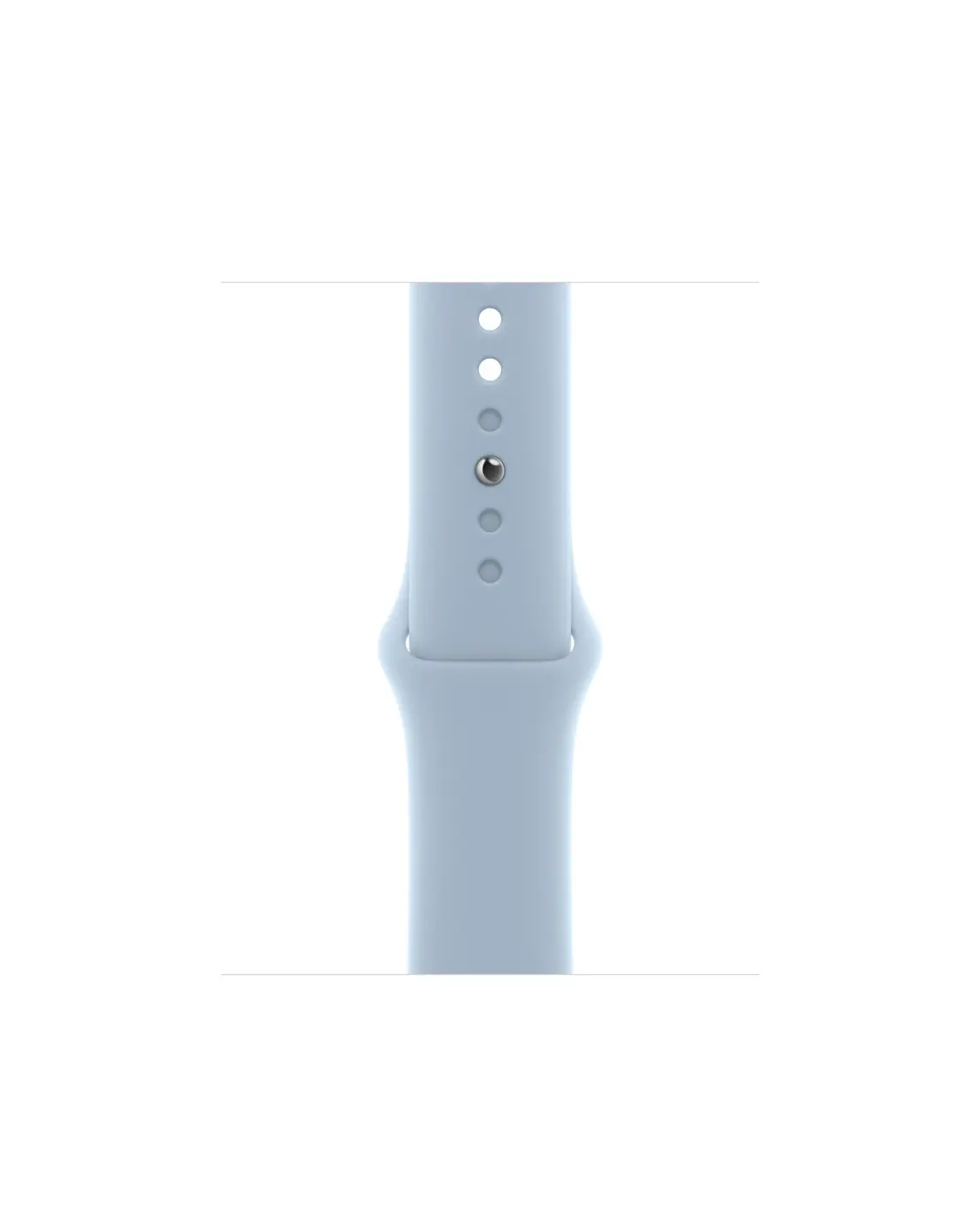 Light blue silicone sport band for Apple Watch with digital crown detail