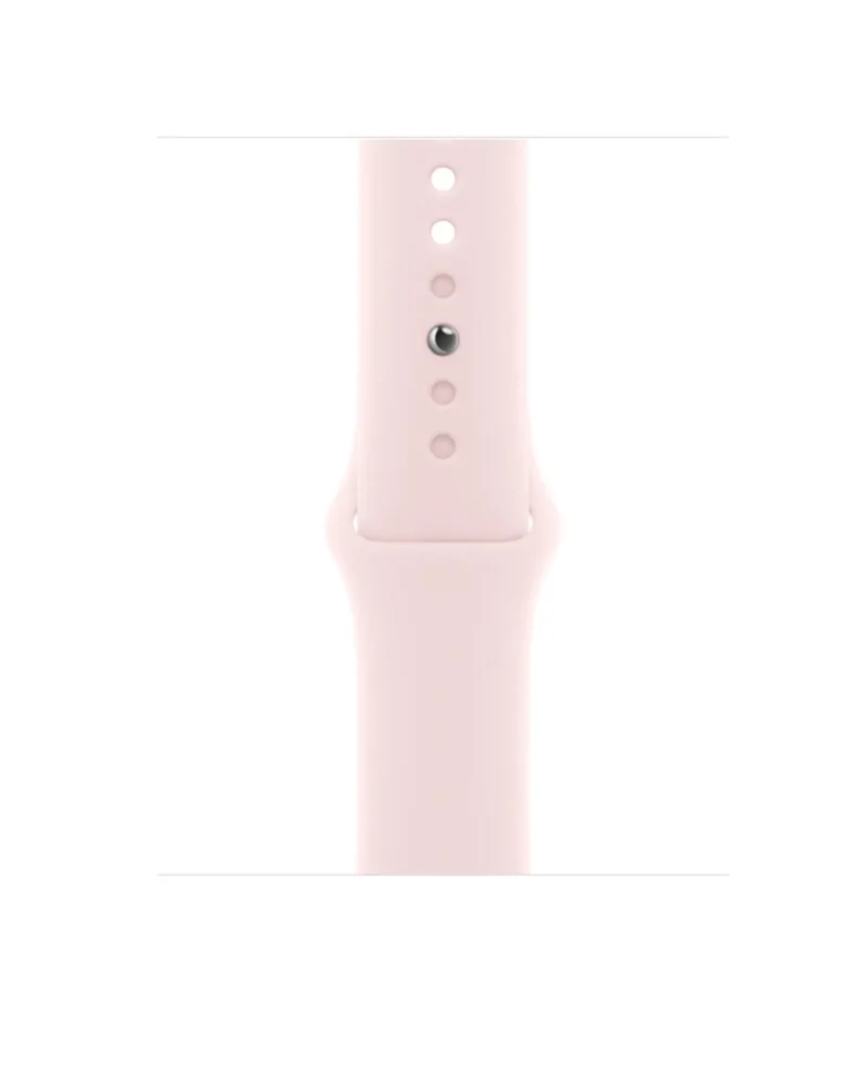 Light pink silicone sport band with multiple button holes for smartwatch