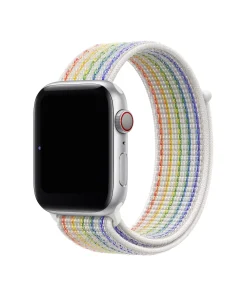 Apple Watch silver aluminum rainbow Pride Sport Loop band woven nylon