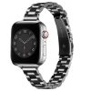 Black stainless steel smartwatch band with metal link bracelet strap