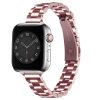 Rose gold stainless steel smartwatch band with metal link bracelet strap
