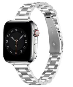 Silver stainless steel band for Apple Watch with link bracelet