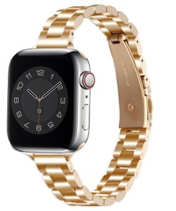 Apple Watch vintage rose gold stainless steel band with black digital face