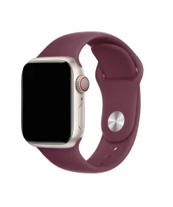 Silver Apple Watch with mulberry sport band silicone strap