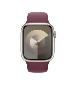 Silver smartwatch with mulberry sport band and minimalist watch face