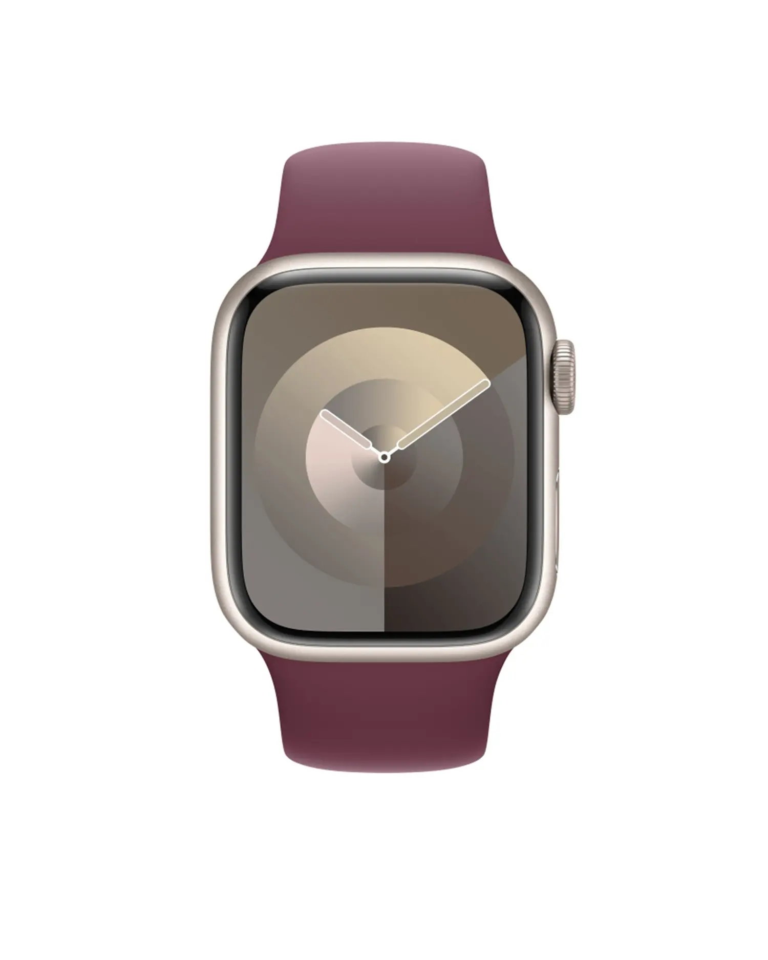 Silver smartwatch with mulberry sport band and minimalist watch face