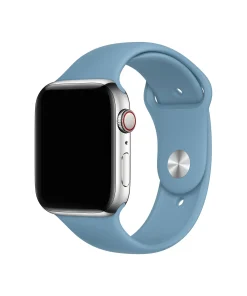 Silver smartwatch with Northern Blue sport band silicone strap